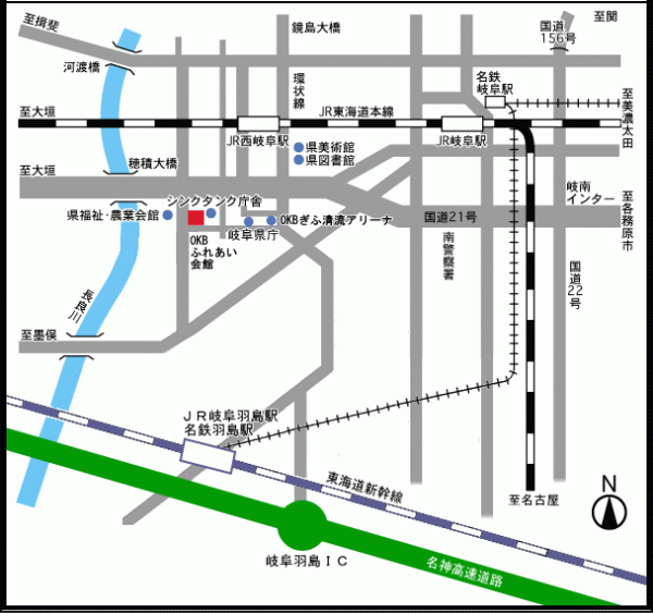 OKBふれあい会館付近の地図