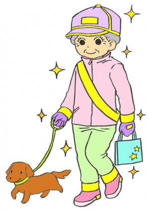 反射材を付けて散歩