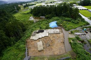 松本上野遺跡の調査後の発掘区全景写真です