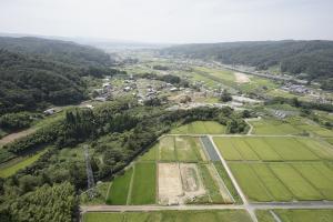 名滝遺跡の令和２年度Ｃ地点発掘区遠景の写真です