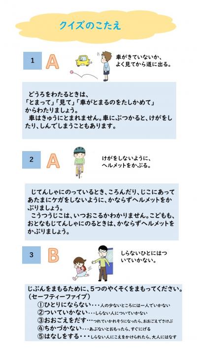 こども交通・防犯クイズ解答