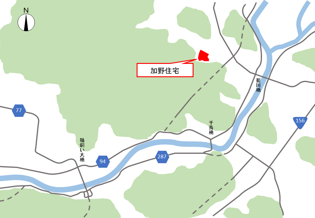 加野住宅の地図（広域）