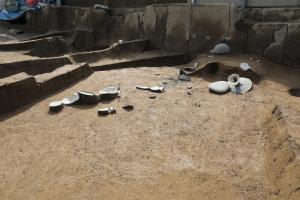 芥見町屋遺跡３地点の竪穴建物出土状況の写真です