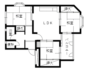 白木町住宅の間取り（2・3階7号室）