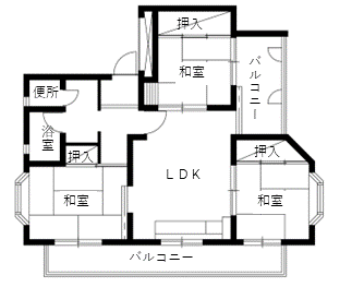 白木町住宅の間取り（2・3階10号室）