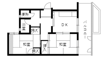 白木町住宅の間取り（4階8号室）