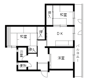 白木町住宅の間取り（5階8号室）