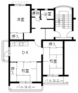宮代住宅の間取り（A3棟 Aタイプ）