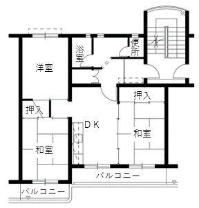 宮代住宅の間取り（A3棟 Bタイプ）