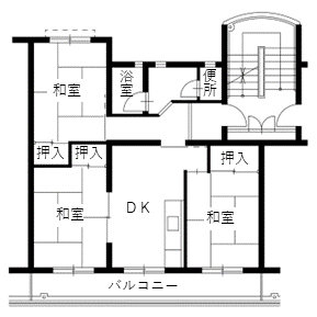 泉北住宅の間取り（A3・4棟　1タイプ）