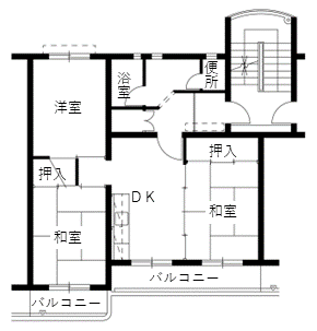 間取り・Bタイプ 泉北住宅の間取り(A8棟 Bタイプ)