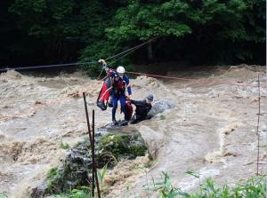 令和7年6月23日発生の水難事故発生の河川の状況と救助活動の様子