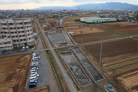 北方京水遺跡の発掘区遠景写真（北東から撮影）