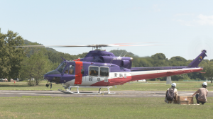 防災ヘリコプター訓練の様子