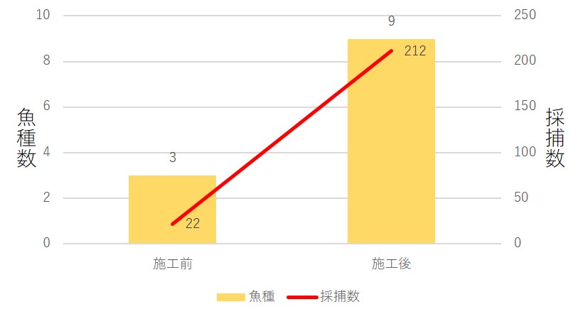 魚種および採捕数のグラフ