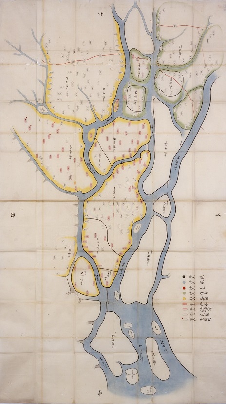 大榑川締切油嶋地先喰違堰御普請益村障村色分絵図の画像