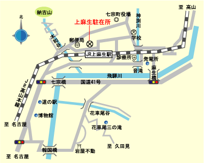 上麻生駐在所の案内図