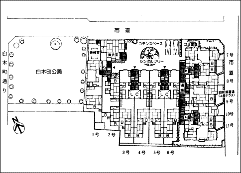 白木町住宅の配置図