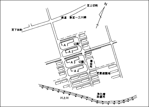 赤保木住宅の配置図