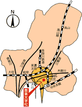 農業大学校までの地図広域版