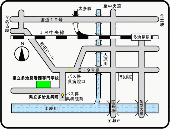 多治見看護専門学校の所在図