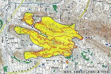 延焼状況（黄色の部分が延焼）の画像