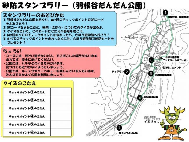 砂防スタンプラリーのコースマップ